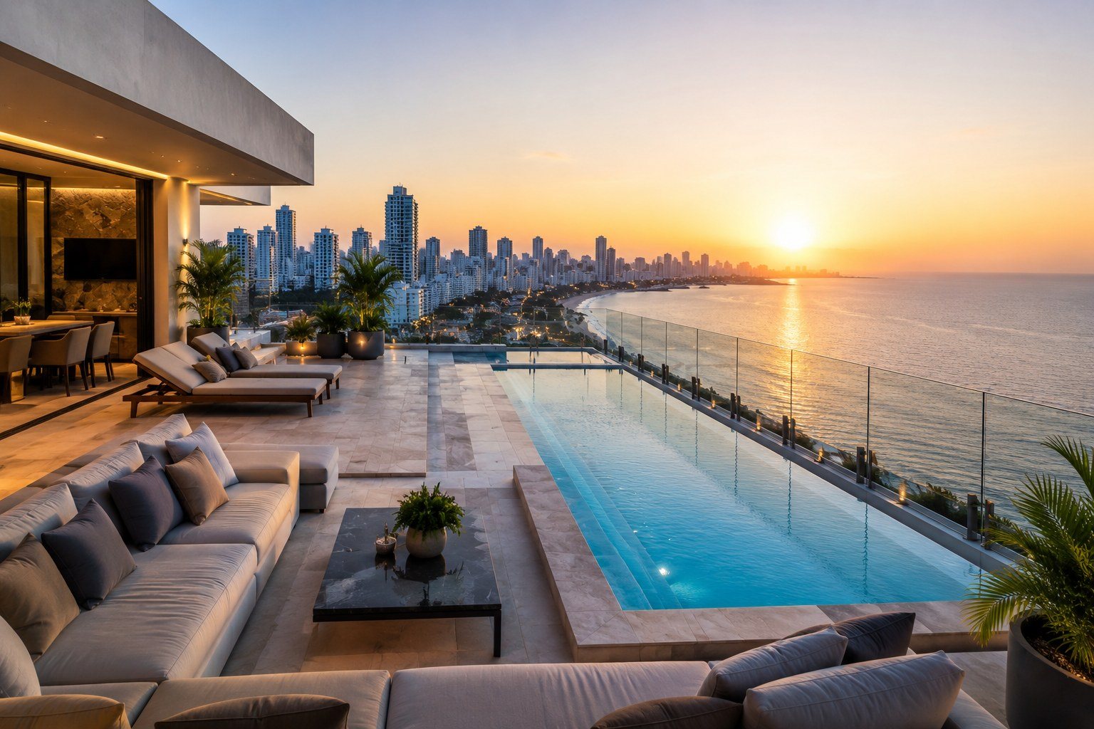 Penthouse premium con terraza, piscina y vista al mar en Cartagena